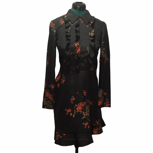 RED Valentino Ruffle Flower Print Short Dress